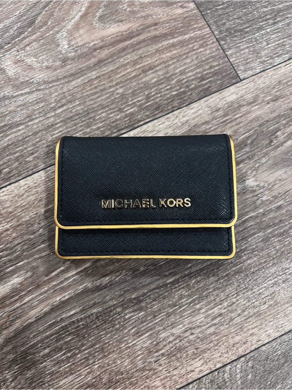 MICHAEL KORS Specchio Jetset Flap Card Holder Leather Black